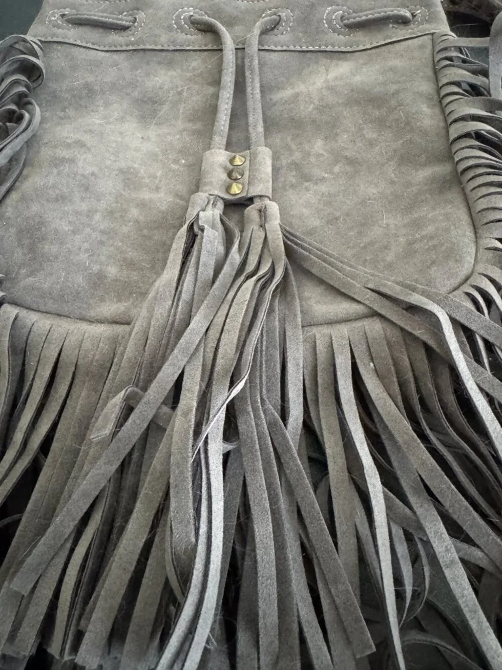 Gray Fringe Crossbody Bag Boho Western Shoulder Purse Festival Style